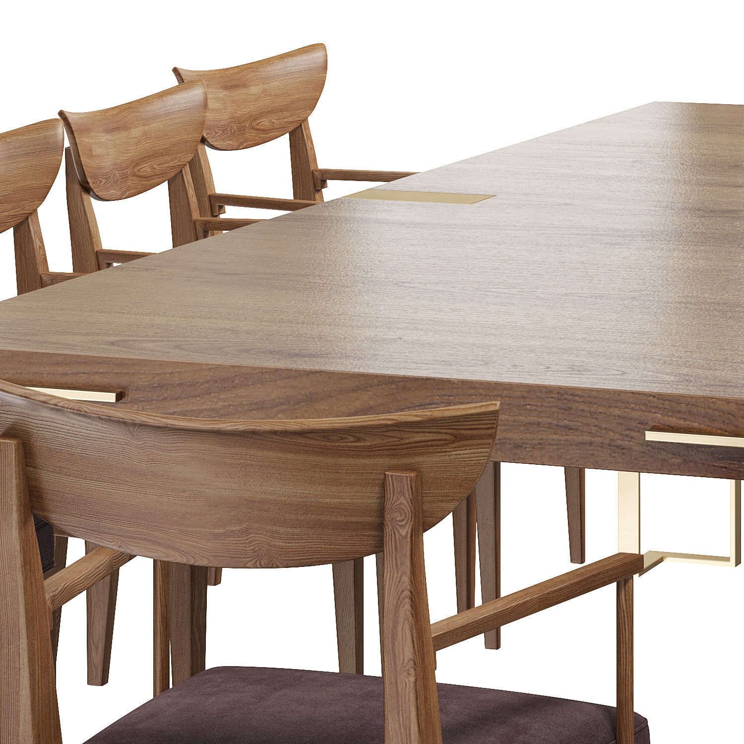 Contemporary Fixed Rectangular Table and Lazlo chair 3D model_1