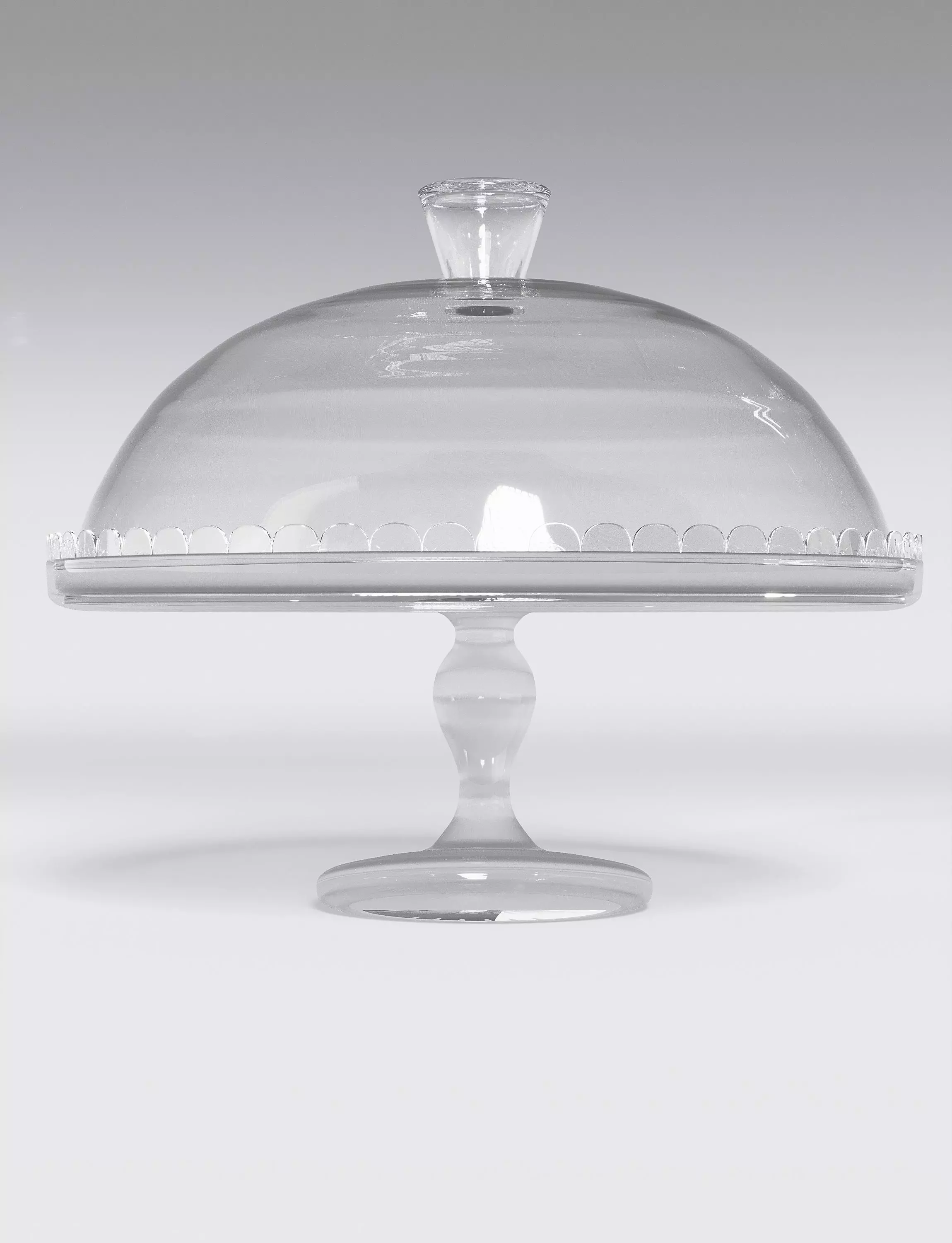 Glass Footed Cake Serving Plate 3D model_0