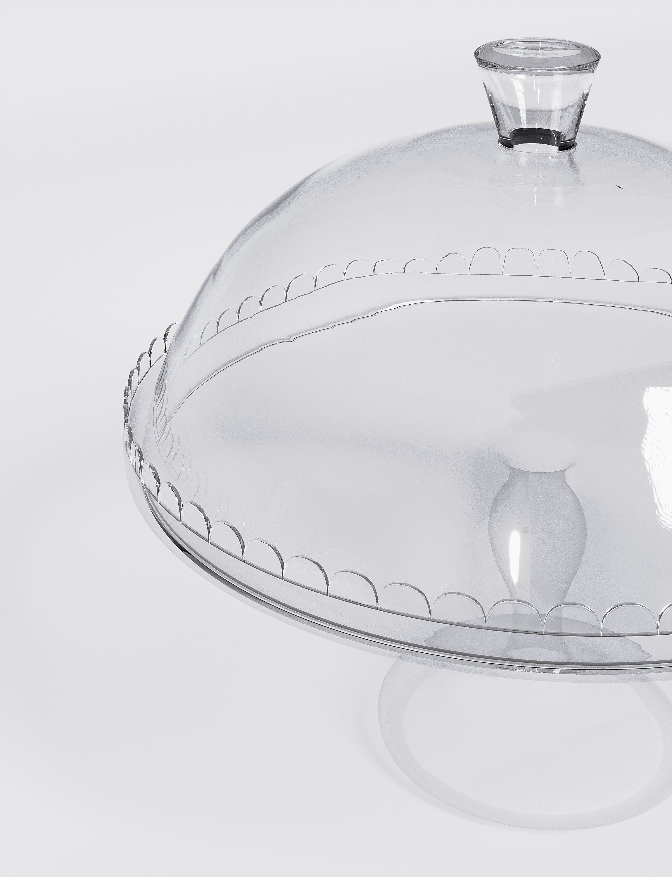 Glass Footed Cake Serving Plate 3D model_2