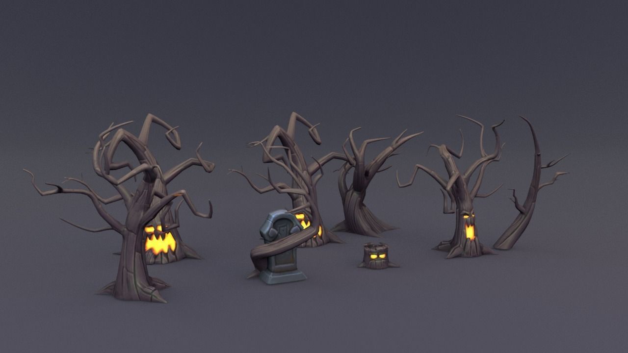 Strange - dead tree Low-poly 3D model_2