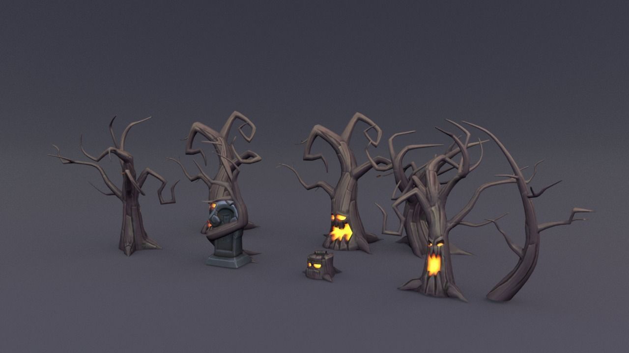 Strange - dead tree Low-poly 3D model_1