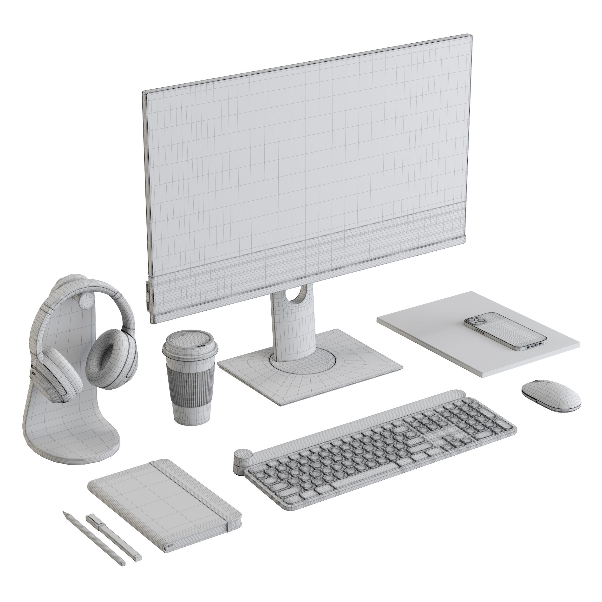 Workplace Set 1 3D model_5