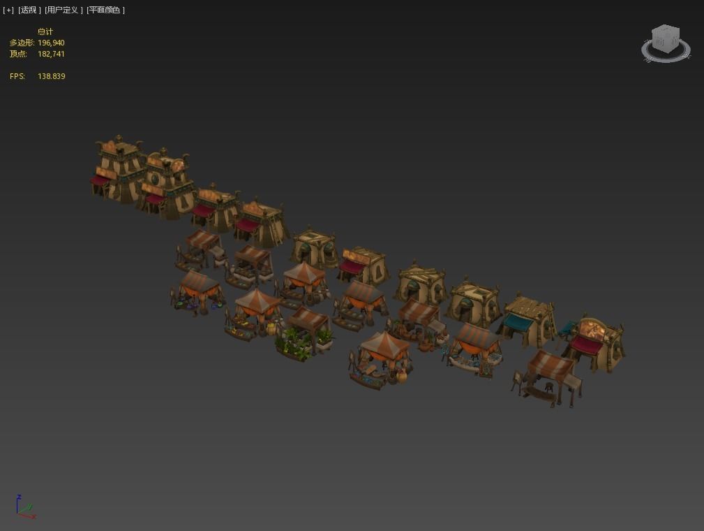 Medieval Market Vegetable Stalls Tent Pack Low-poly 3D model_3