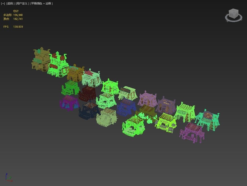 Medieval Market Vegetable Stalls Tent Pack Low-poly 3D model_4