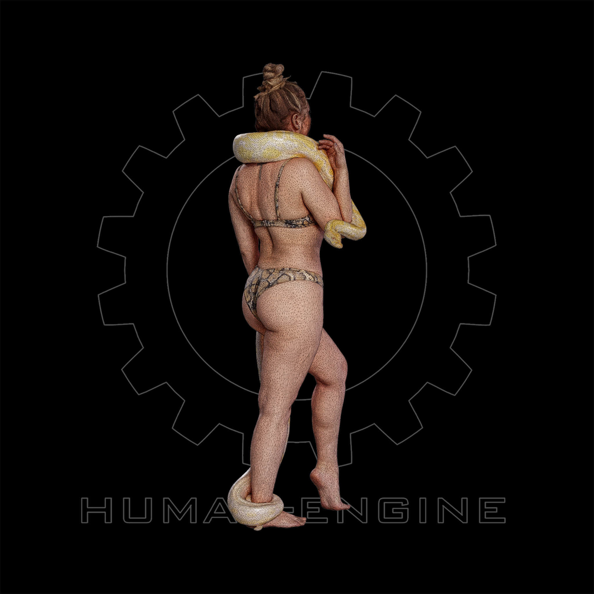 Female Scan - Woman Holding a Snake 3D model_8