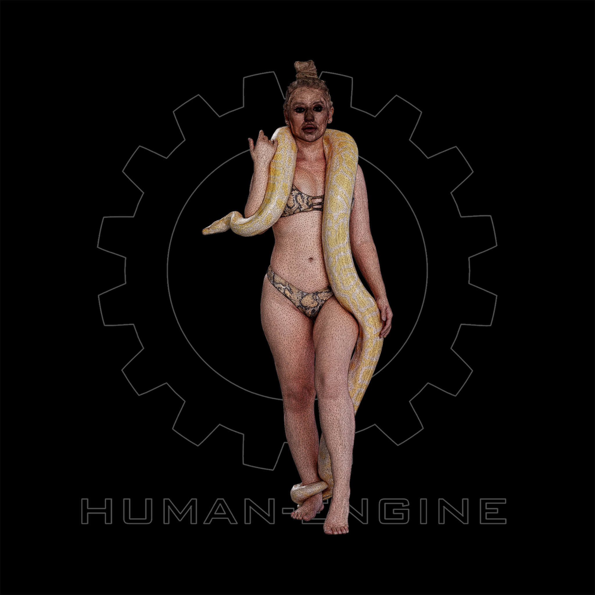 Female Scan - Woman Holding a Snake 3D model_2