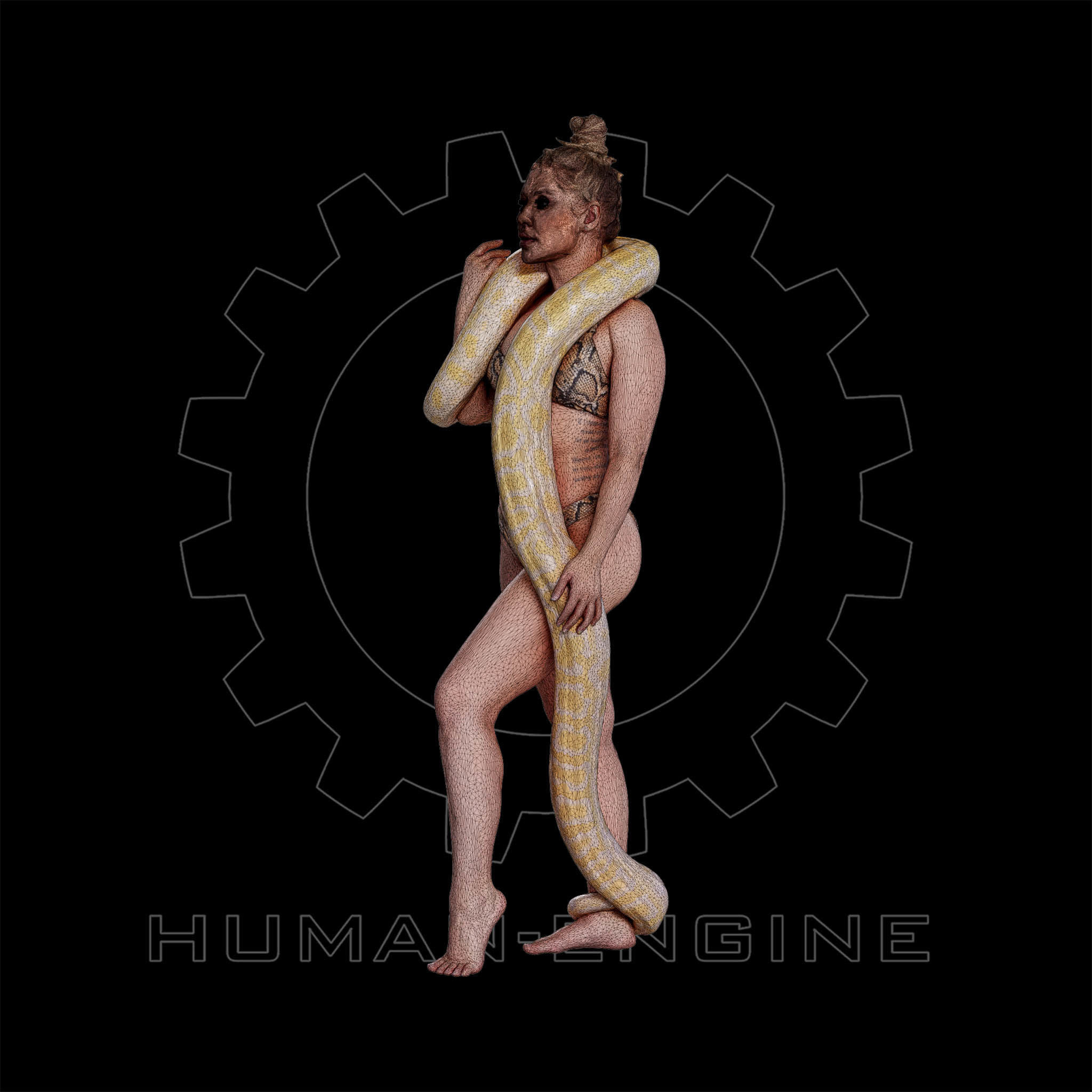 Female Scan - Woman Holding a Snake 3D model_16