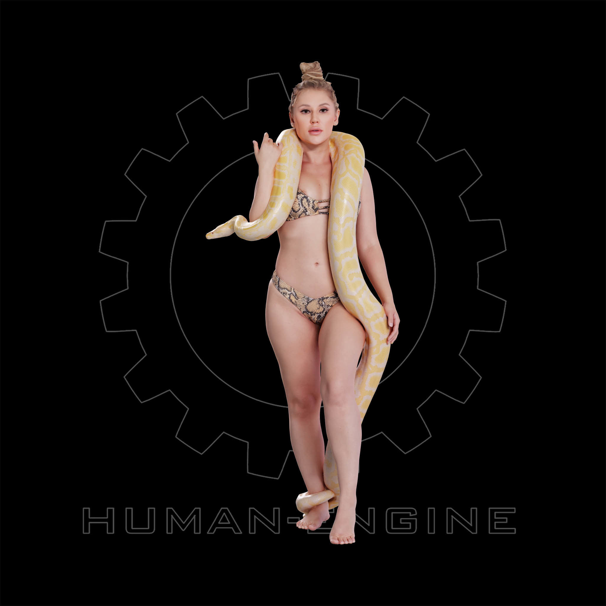 Female Scan - Woman Holding a Snake 3D model_1