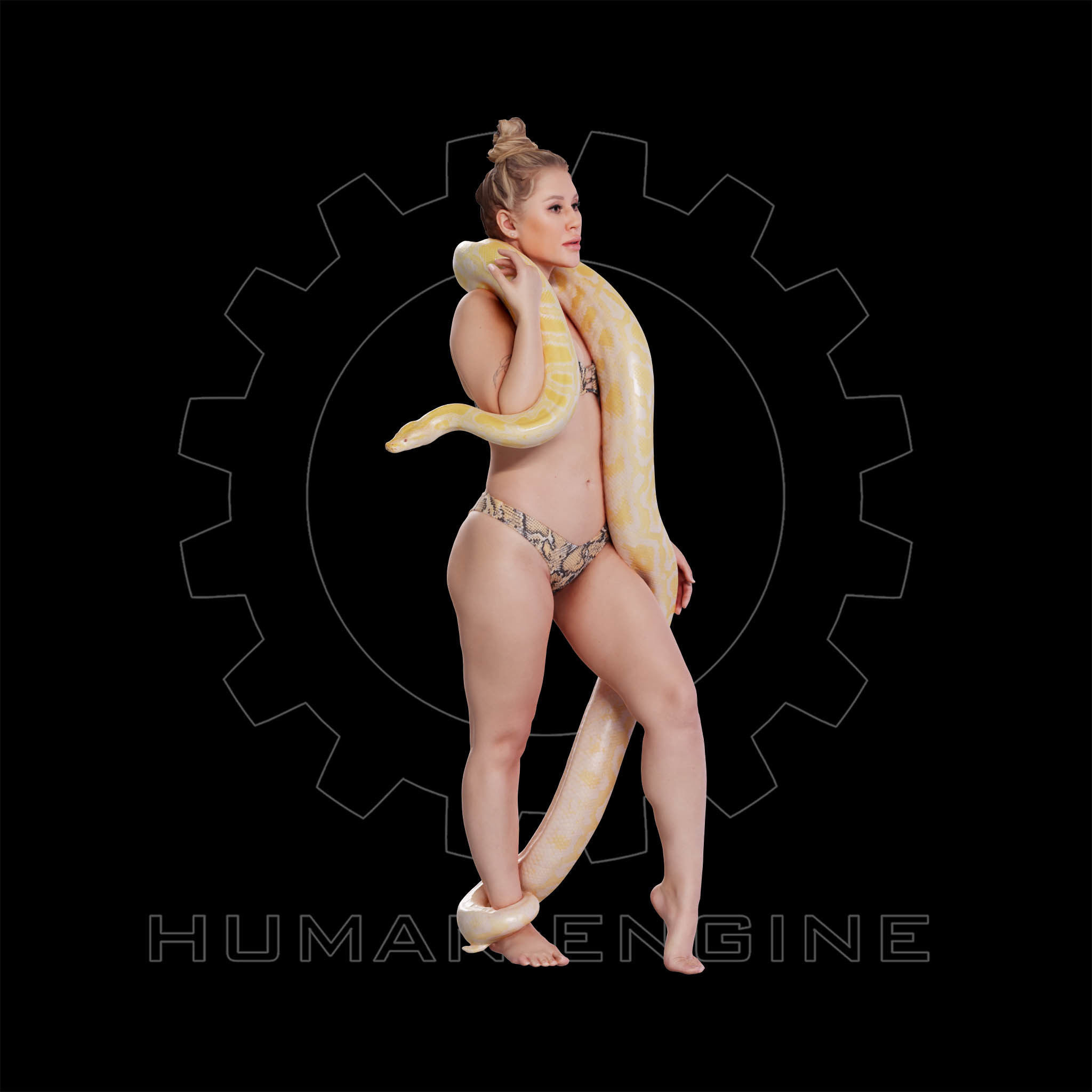 Female Scan - Woman Holding a Snake 3D model_3