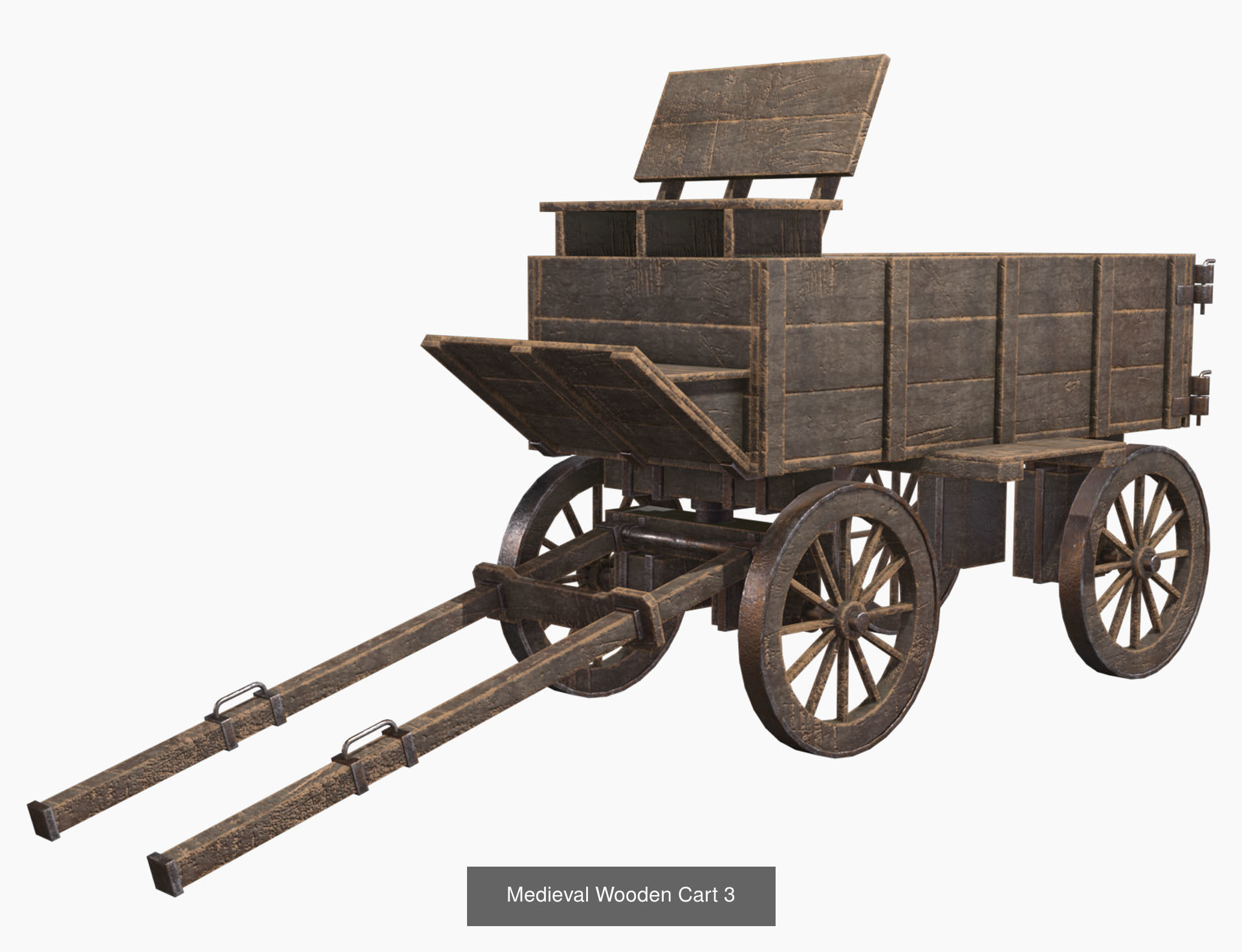 Medieval Wooden Cart Set 1 3D Model Collection_5