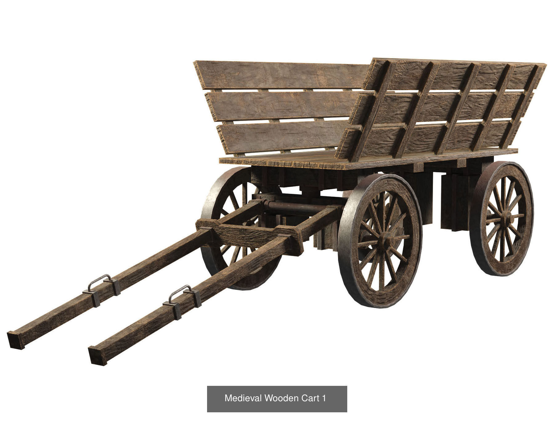 Medieval Wooden Cart Set 1 3D Model Collection_2
