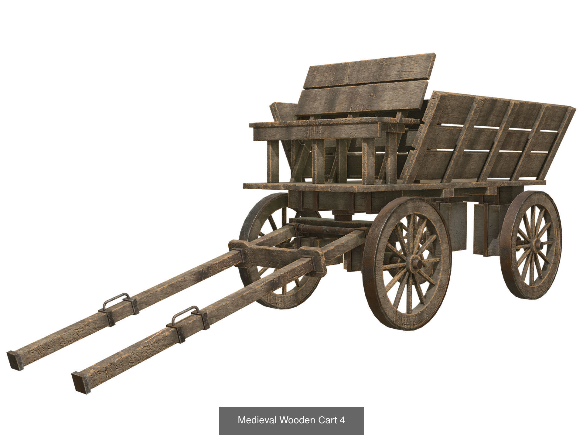 Medieval Wooden Cart Set 1 3D Model Collection_4