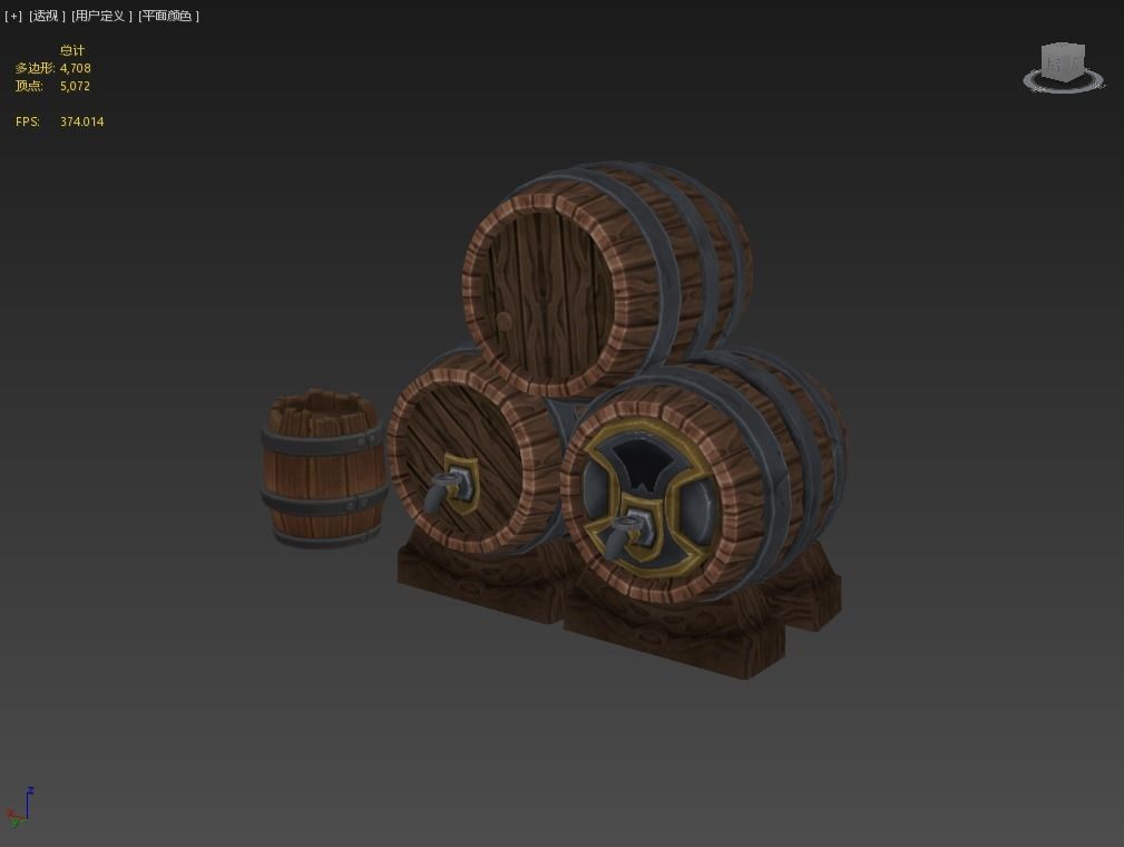 Wooden Barrel Low-poly 3D model_4