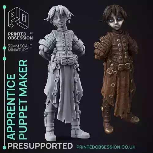 Puppet Apprentice-3D Printable TTRPG - PRESUPPORTED - 32mm