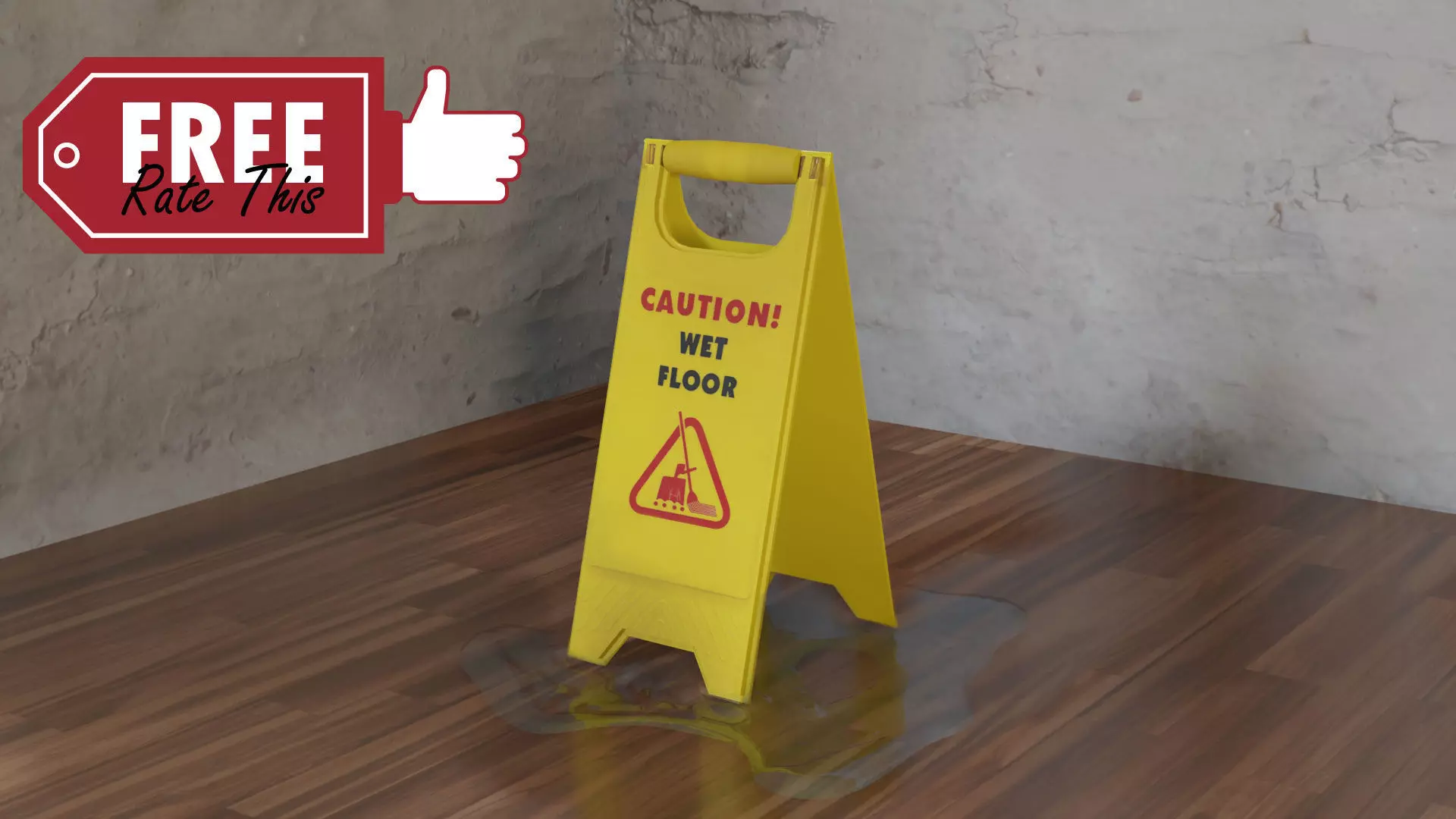 plastic caution wet sign placed on wet floors indoors Free 3D model