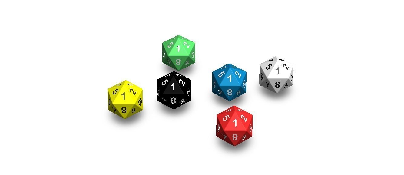20 Sided Game Dice 6 Colors 3D print model_25