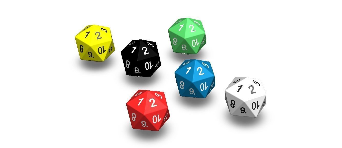 20 Sided Game Dice 6 Colors 3D print model_13