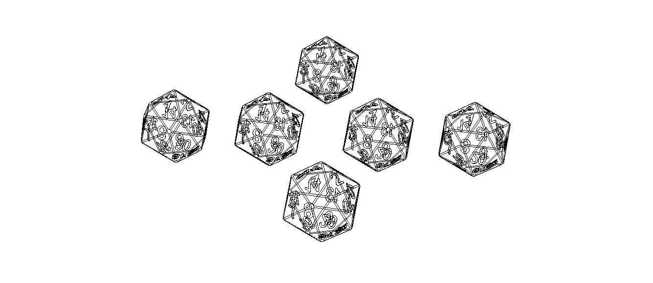 20 Sided Game Dice 6 Colors 3D print model_4