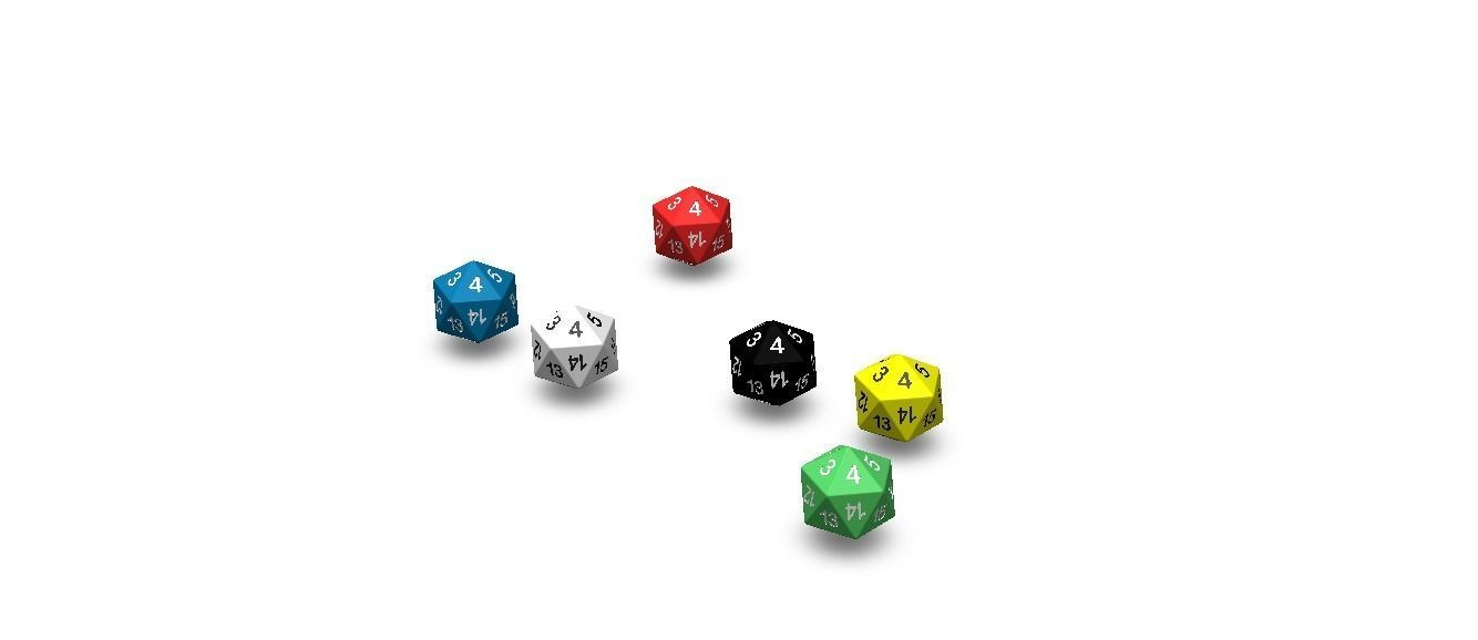 20 Sided Game Dice 6 Colors 3D print model_41