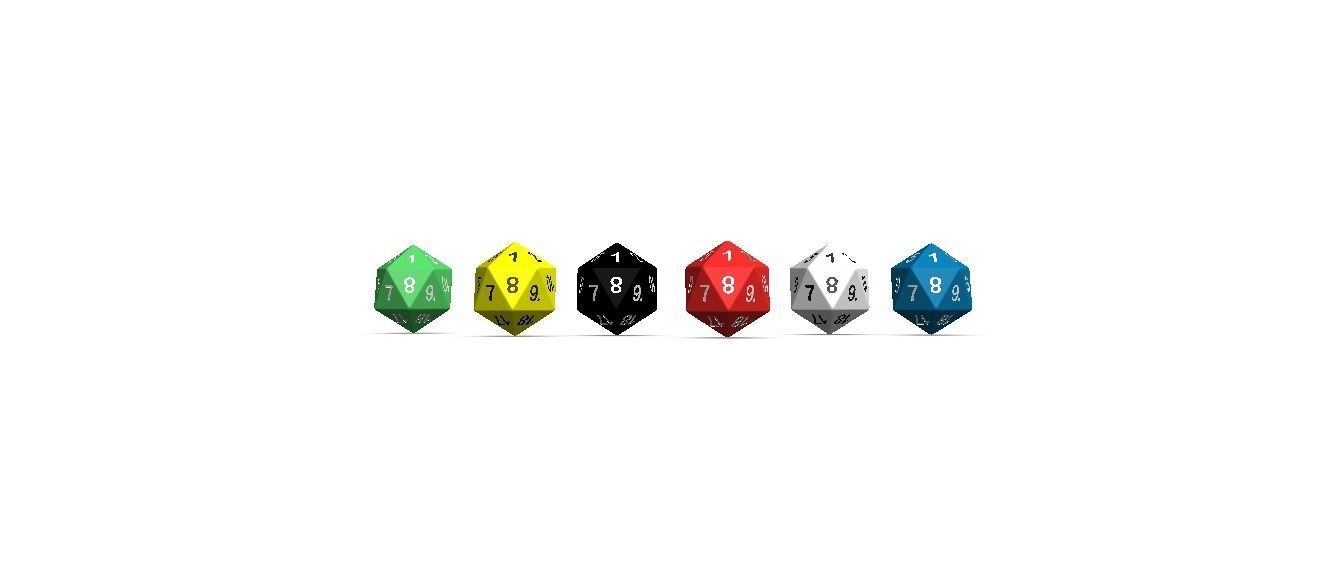 20 Sided Game Dice 6 Colors 3D print model_29