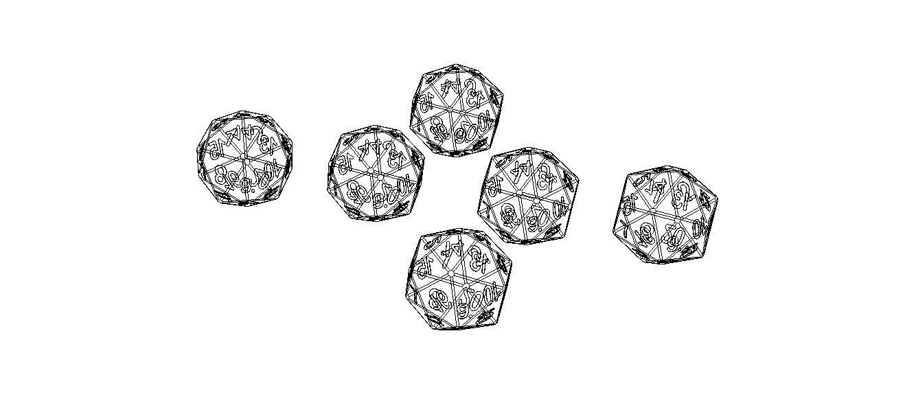 20 Sided Game Dice 6 Colors 3D print model_16