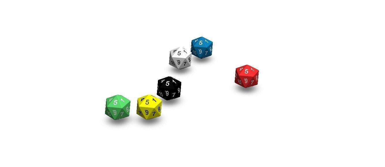 20 Sided Game Dice 6 Colors 3D print model_33