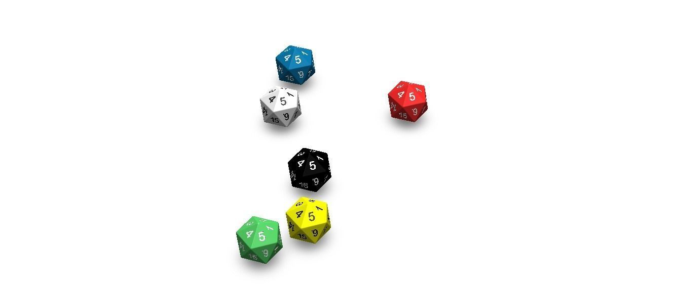 20 Sided Game Dice 6 Colors 3D print model_37