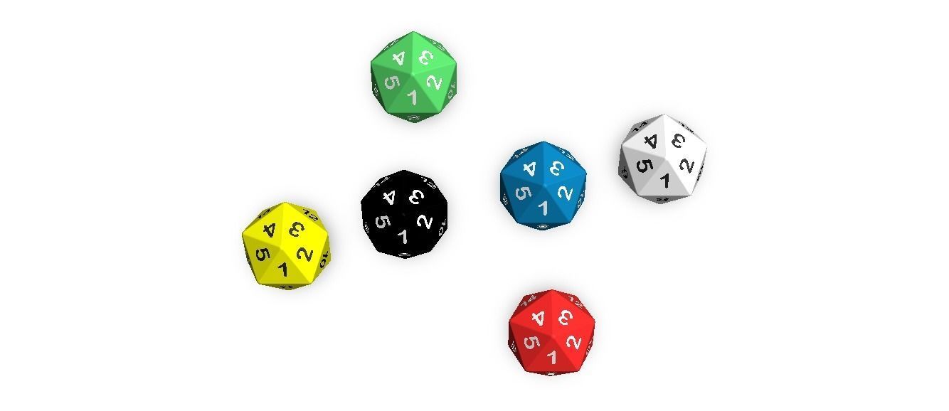 20 Sided Game Dice 6 Colors 3D print model_21