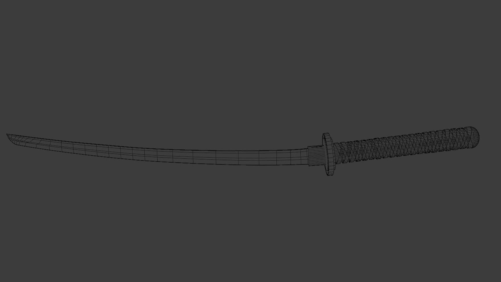 Katana Low-poly 3D model_3