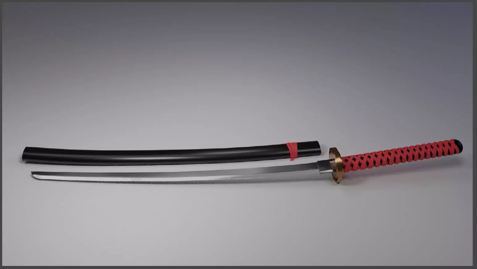 Katana Low-poly 3D model_0