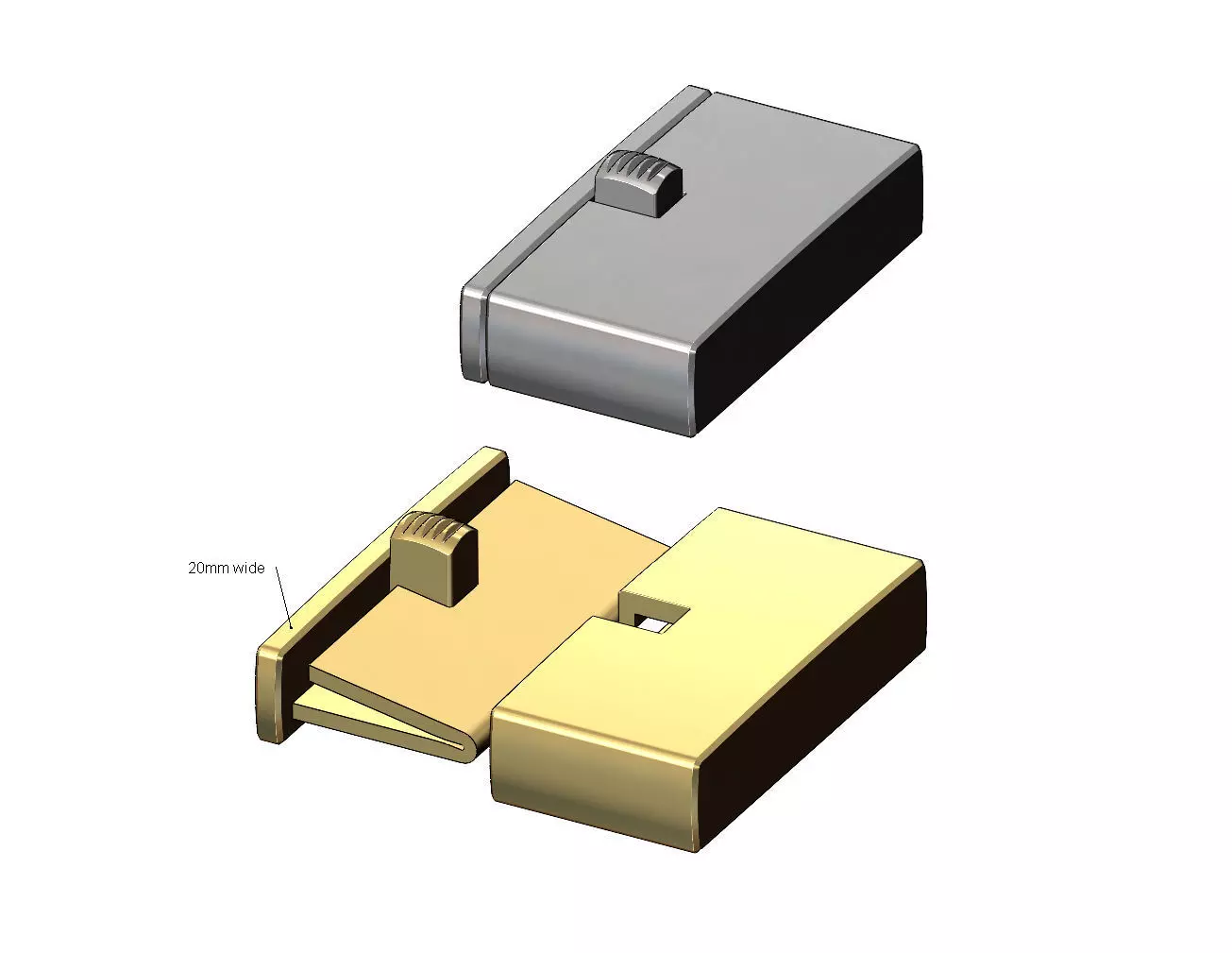 Simple 20mm wide box clasp 3D print model