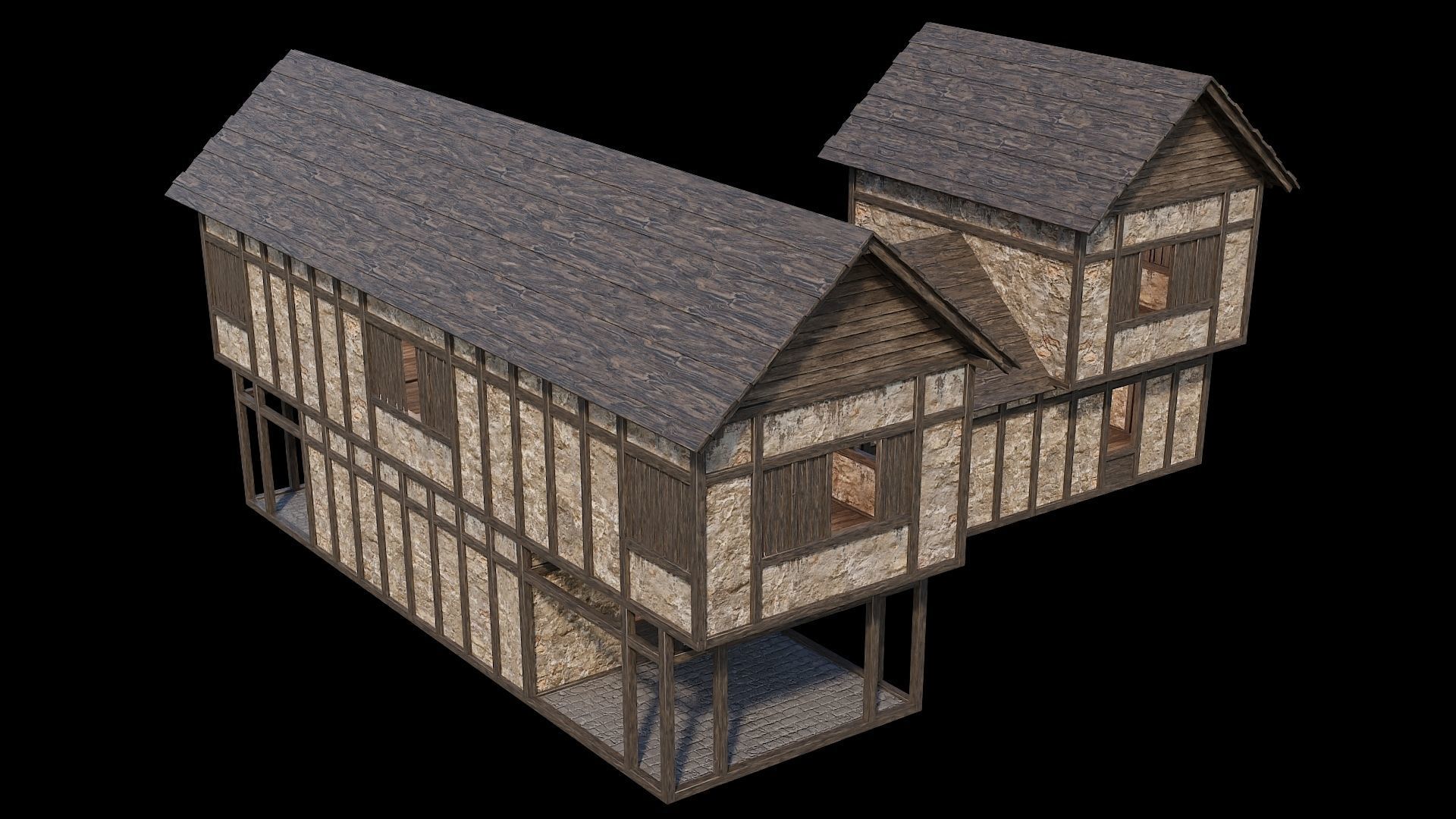 Medieval Village Pack  - 5 Assets - 4K Textures Game Ready Low-poly 3D model_6