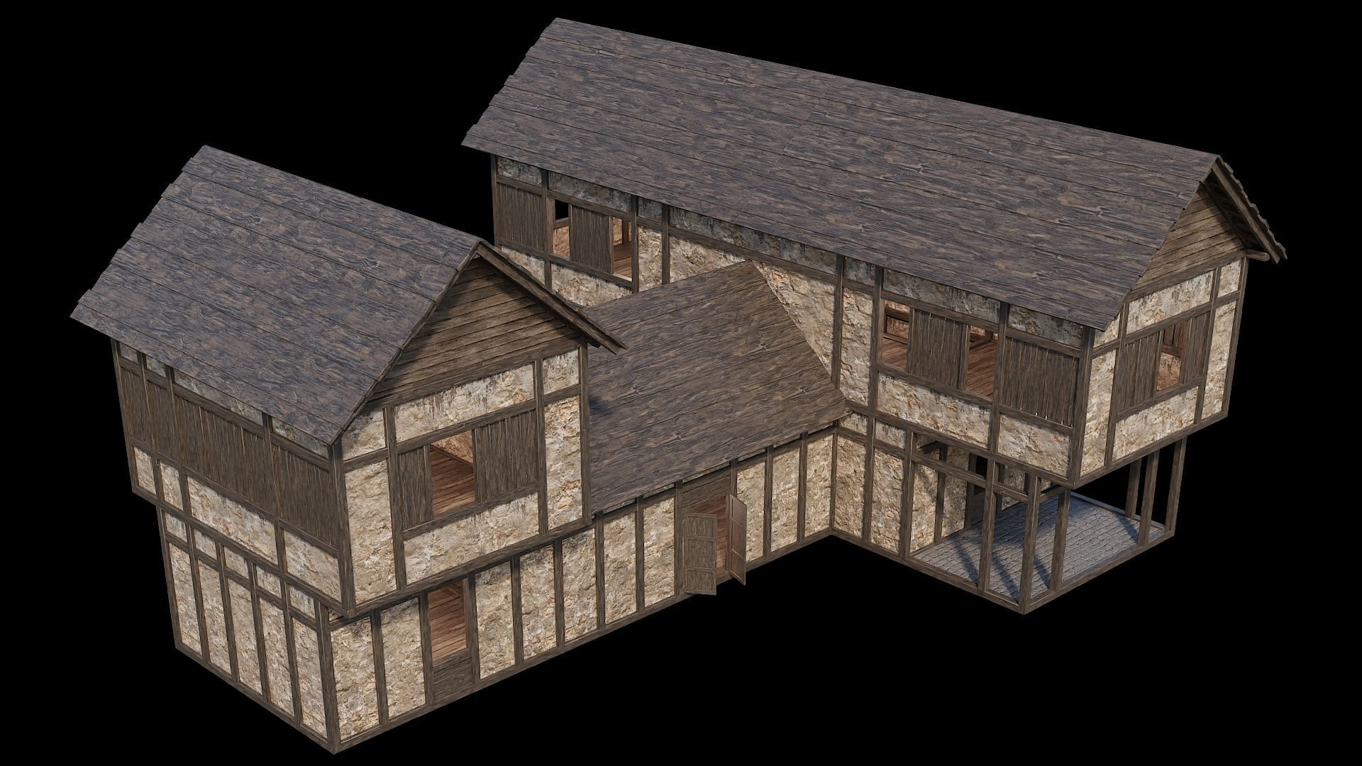 Medieval Village Pack  - 5 Assets - 4K Textures Game Ready Low-poly 3D model_5