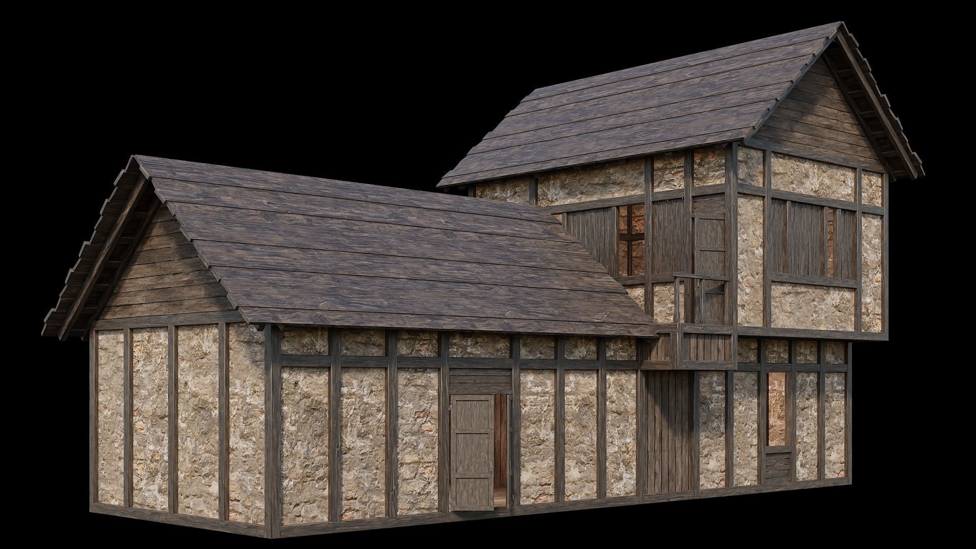 Medieval Village Pack  - 5 Assets - 4K Textures Game Ready Low-poly 3D model_24