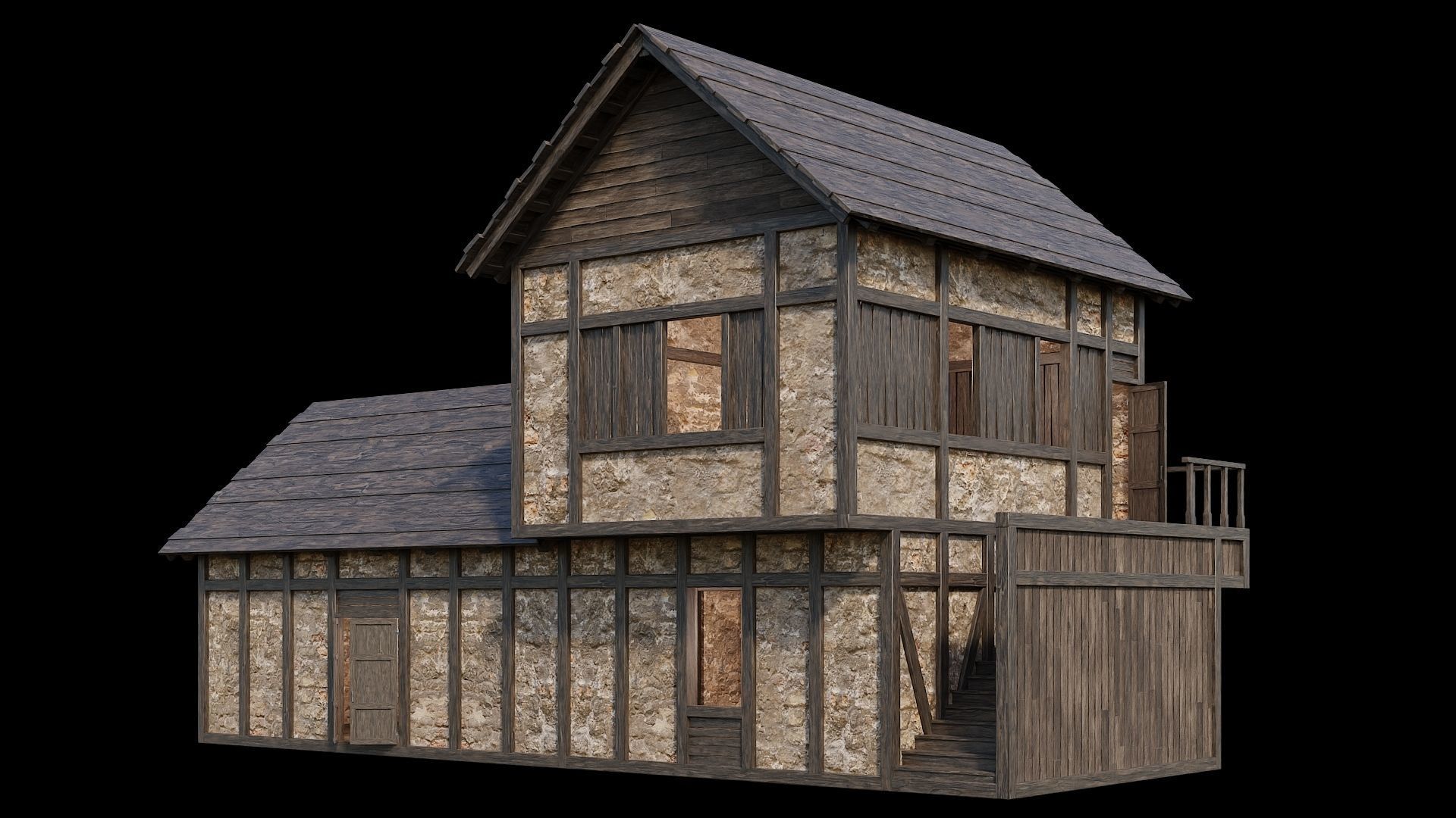 Medieval Village Pack  - 5 Assets - 4K Textures Game Ready Low-poly 3D model_11