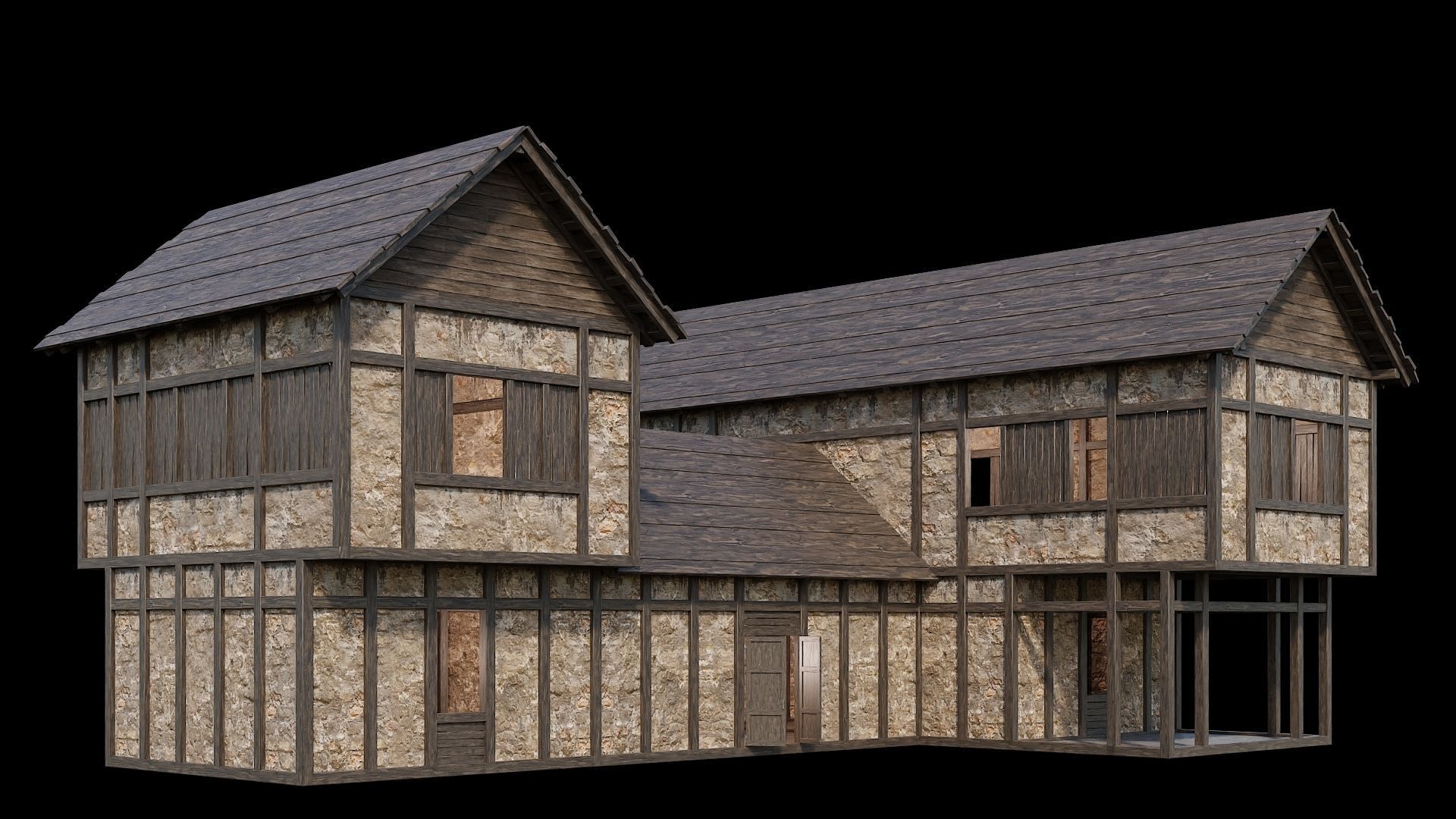 Medieval Village Pack  - 5 Assets - 4K Textures Game Ready Low-poly 3D model_1