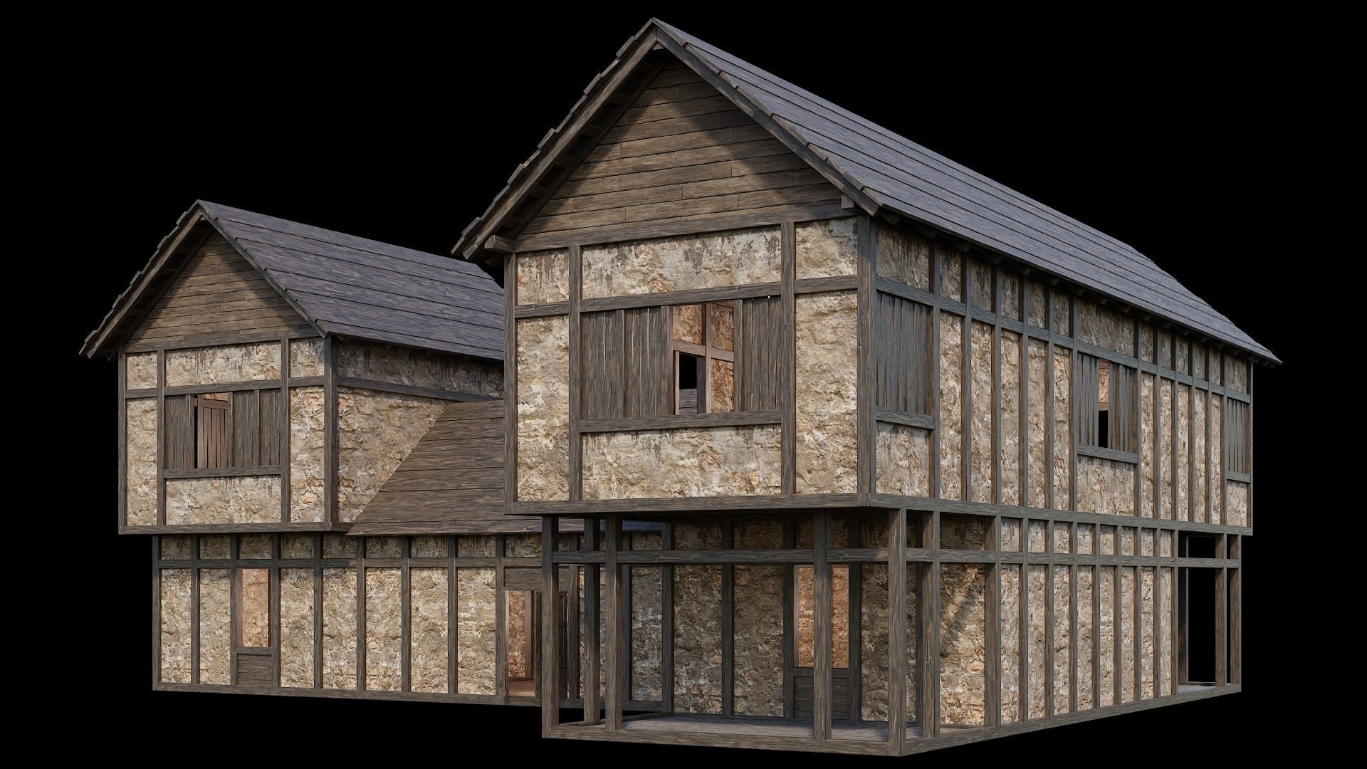 Medieval Village Pack  - 5 Assets - 4K Textures Game Ready Low-poly 3D model_4