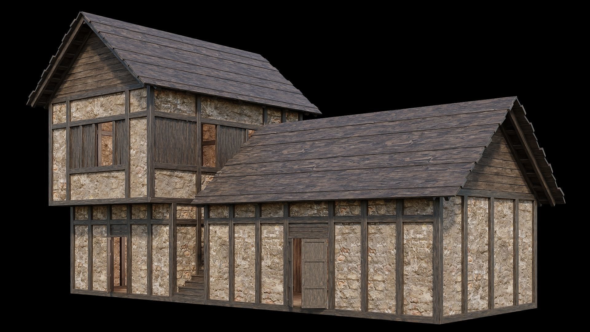 Medieval Village Pack  - 5 Assets - 4K Textures Game Ready Low-poly 3D model_25