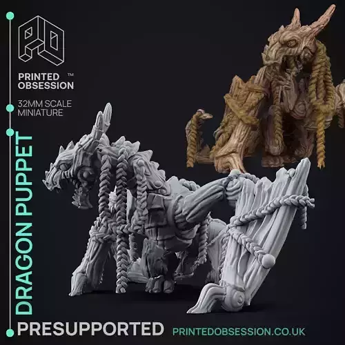 Dragon Puppet - 3D Printable TTRPG - PRESUPPORTED - 32mm Scale