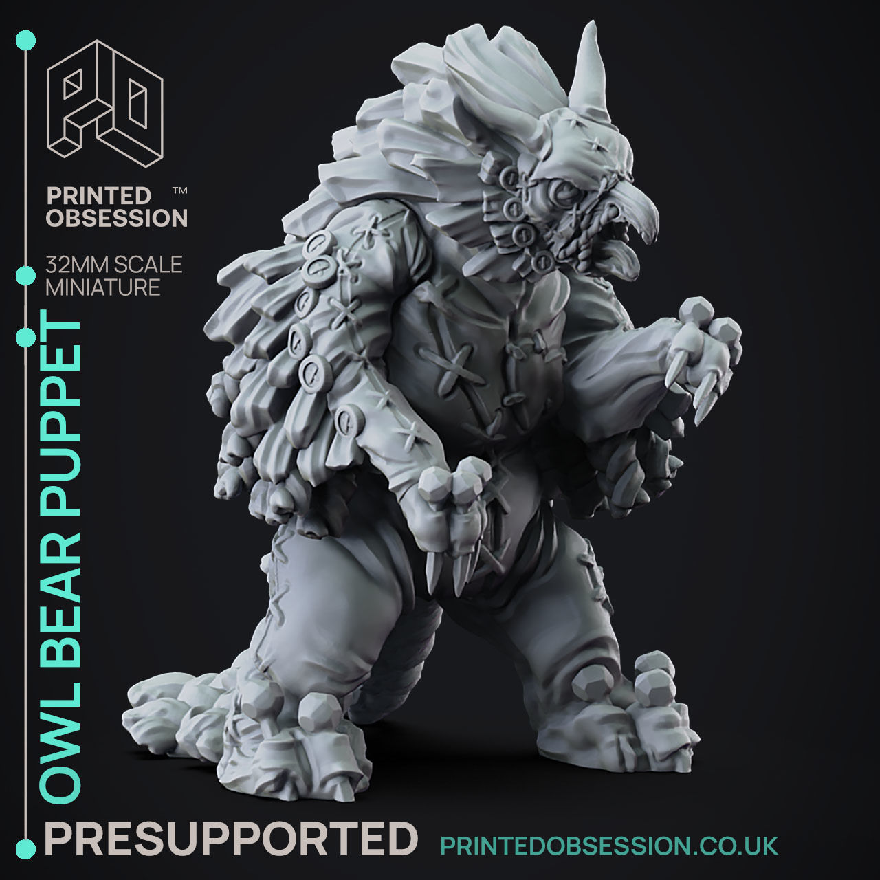 Owlbear Puppet -3D Printable TTRPG - PRESUPPORTED - 32mm Scale 3D print model_1