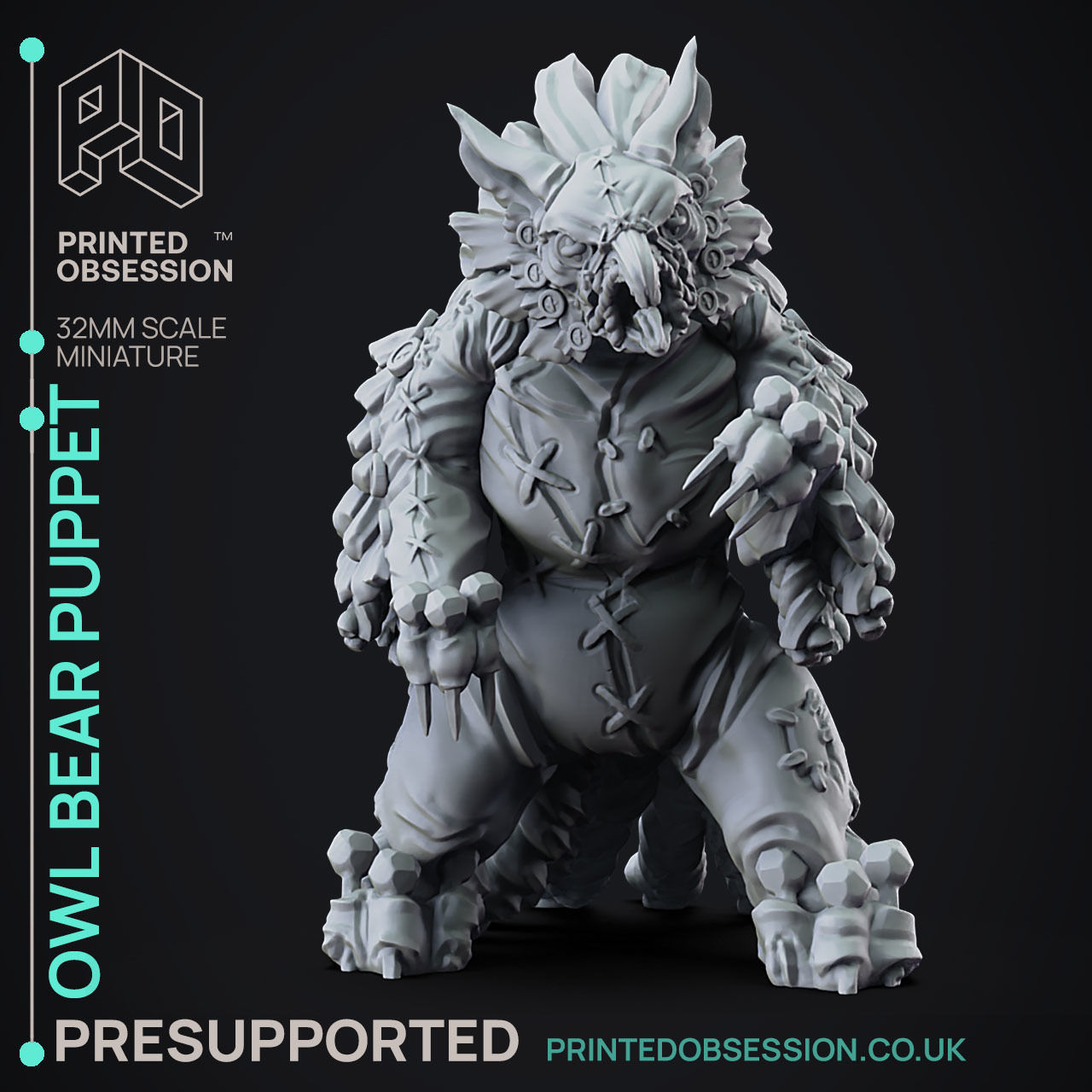 Owlbear Puppet -3D Printable TTRPG - PRESUPPORTED - 32mm Scale 3D print model_5