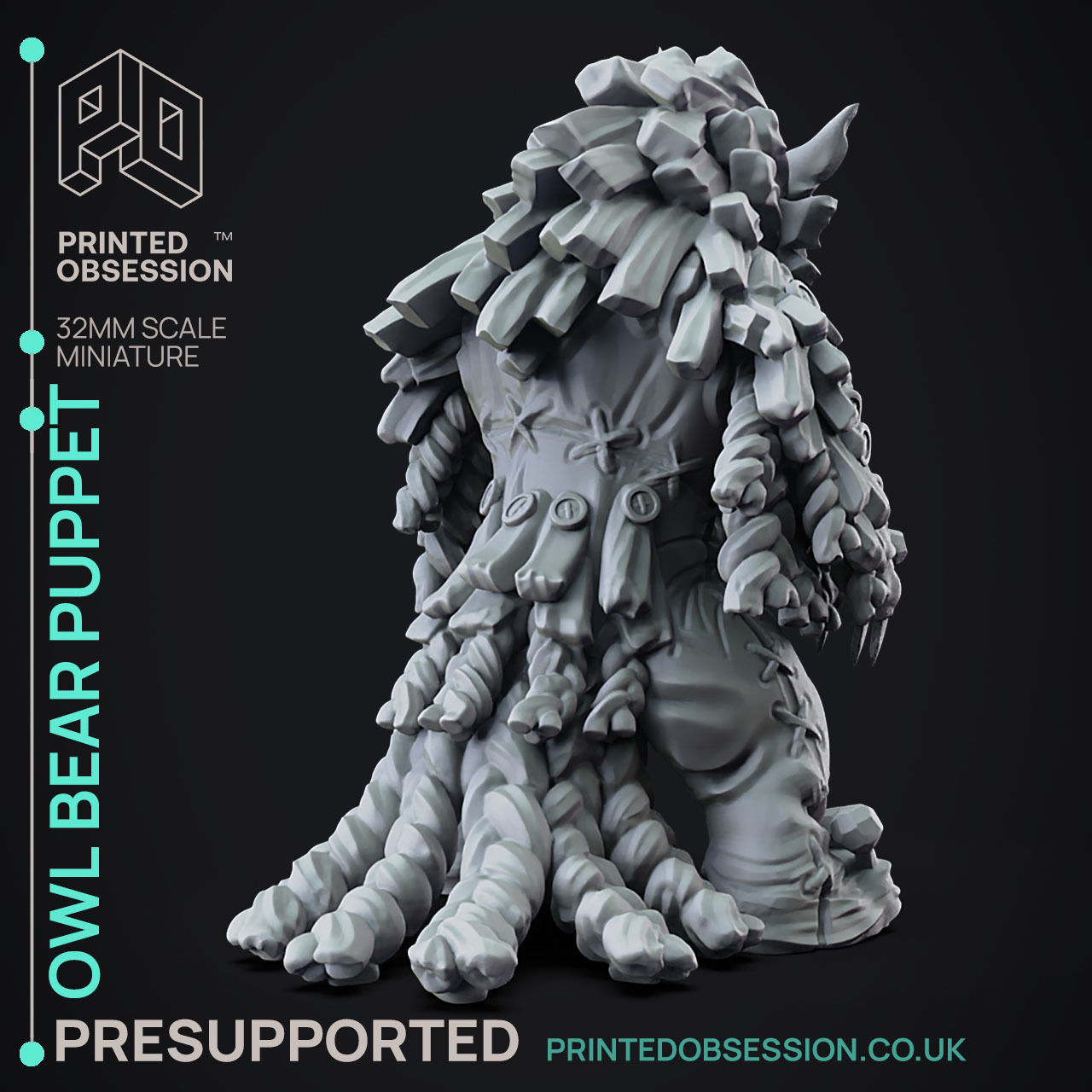 Owlbear Puppet -3D Printable TTRPG - PRESUPPORTED - 32mm Scale 3D print model_2