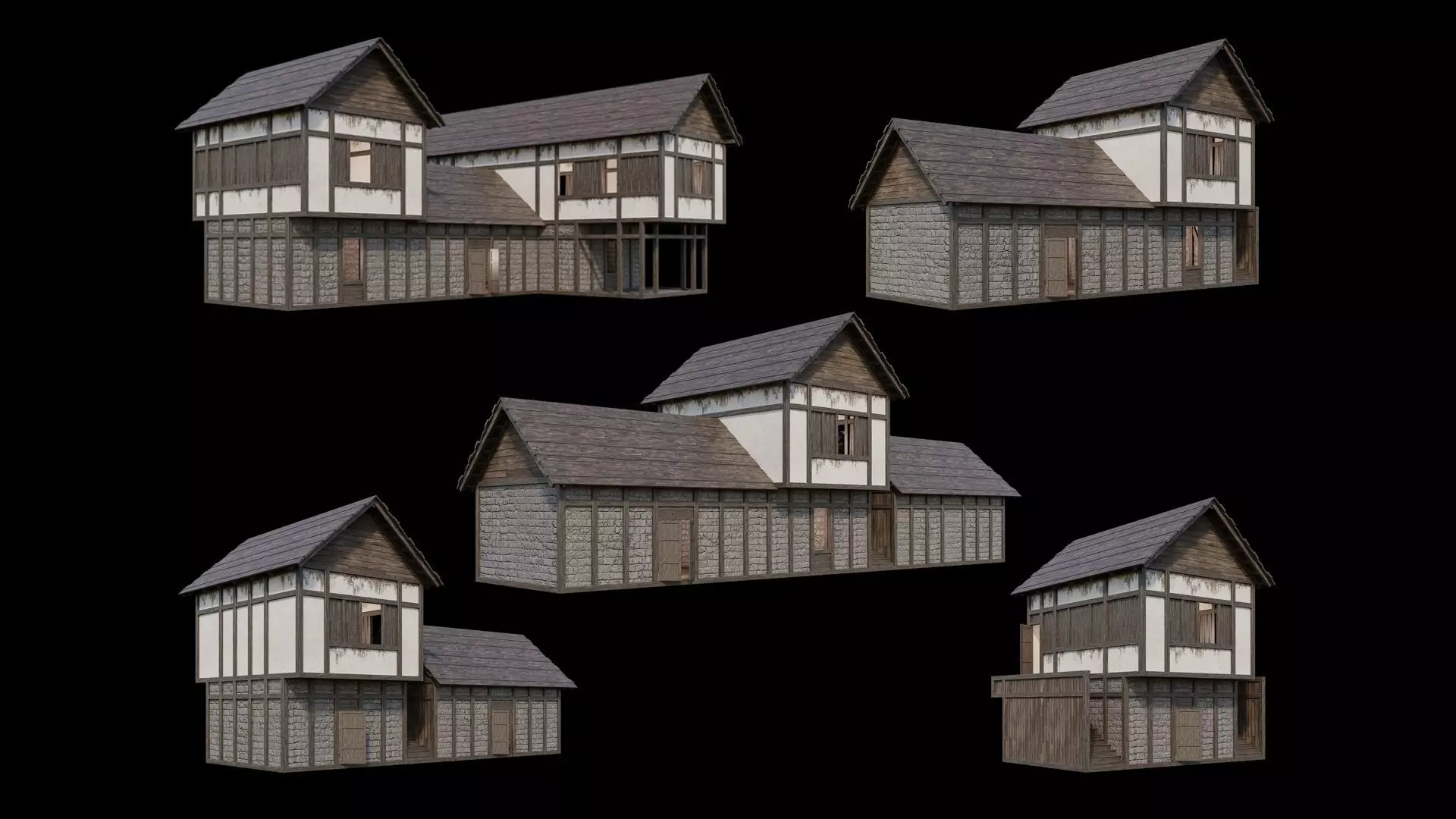 Medieval Village Pack  - 5 Assets - 4K Textures Game Ready Low-poly 3D model_0