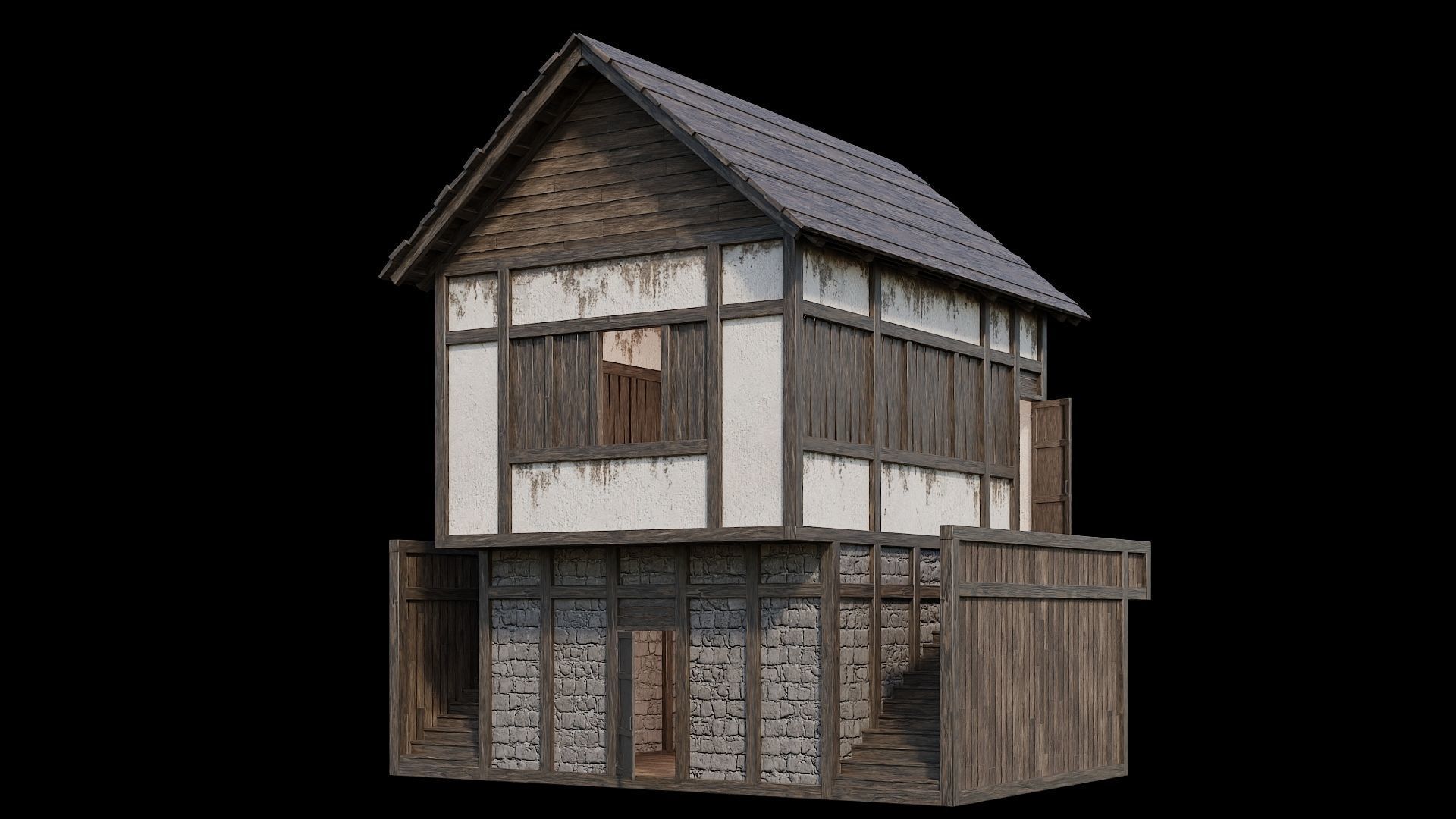 Medieval Village Pack  - 5 Assets - 4K Textures Game Ready Low-poly 3D model_32