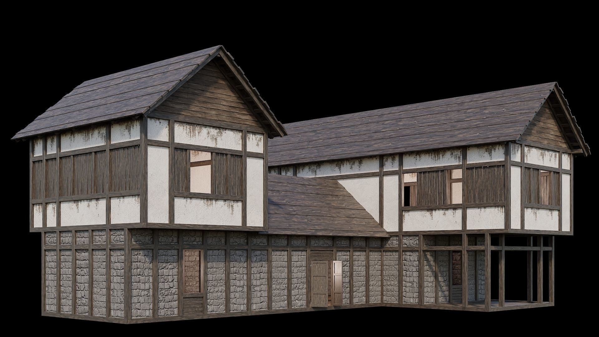 Medieval Village Pack  - 5 Assets - 4K Textures Game Ready Low-poly 3D model_1