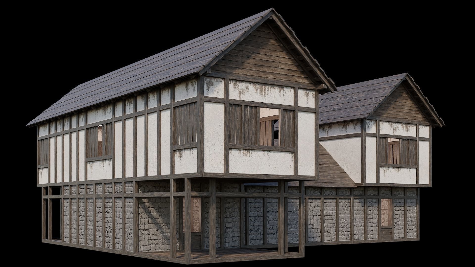 Medieval Village Pack  - 5 Assets - 4K Textures Game Ready Low-poly 3D model_3