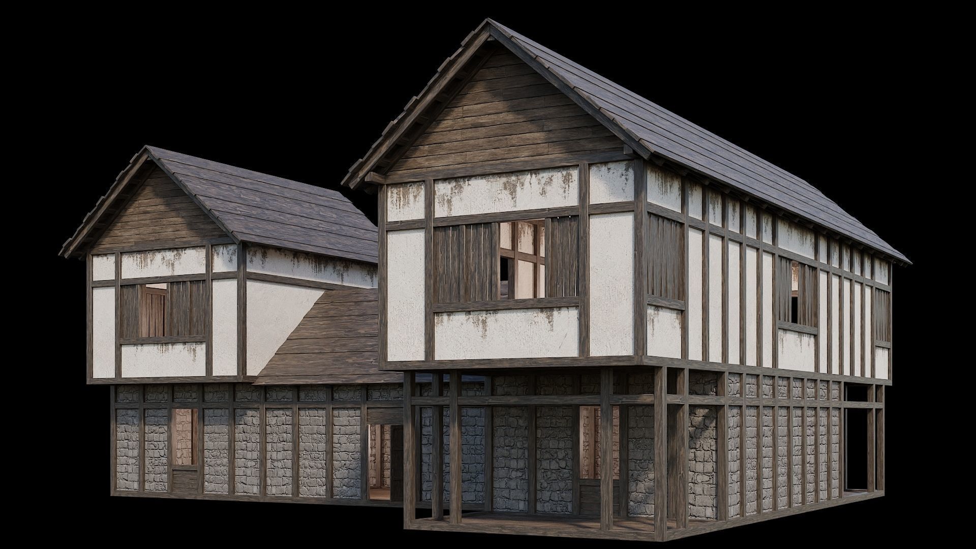 Medieval Village Pack  - 5 Assets - 4K Textures Game Ready Low-poly 3D model_4