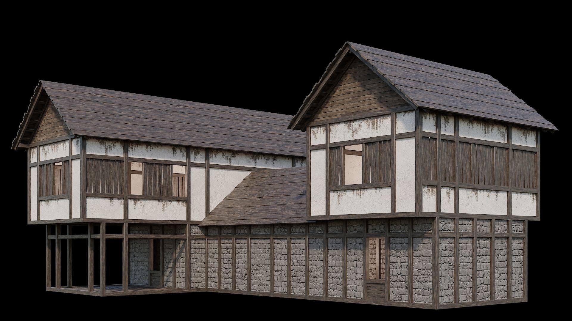 Medieval Village Pack  - 5 Assets - 4K Textures Game Ready Low-poly 3D model_2