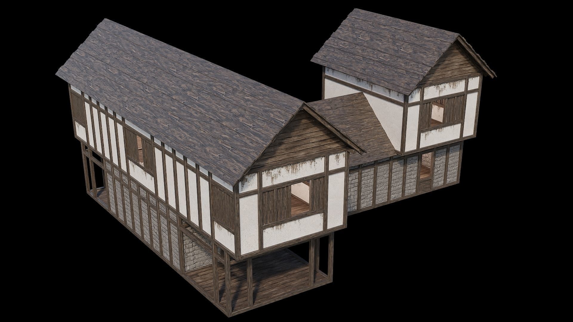 Medieval Village Pack  - 5 Assets - 4K Textures Game Ready Low-poly 3D model_6