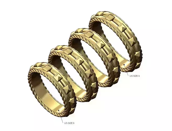 Braided rope sides studs band US sizes 6to9 3D print model